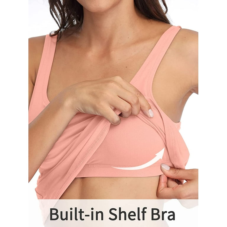 BeautyIn Tank Top Women's with Shelf Bra Adjustable Wide Strap Camisole  Cotton Undershirt