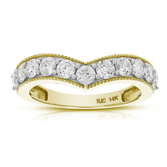 Vir Jewels 1 CTTW V-Shape Diamond Wedding Band with Milgrain 14K Yellow Gold Size 6 Female Adult