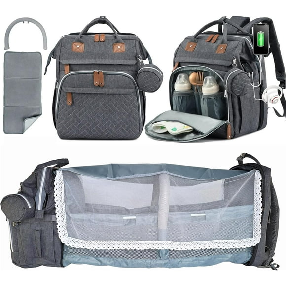 Backpack with Changing Station,Large Baby Bag Extra Options Baby Diaper Bag with Changing Station