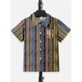thumbnail image 3 of Mikrdoo Summer Boys Vintage Style Shirt Tops Oil Painting Striped Clothes Stylish Button Down Short Sleeve Shirts With Pocket, 3 of 9