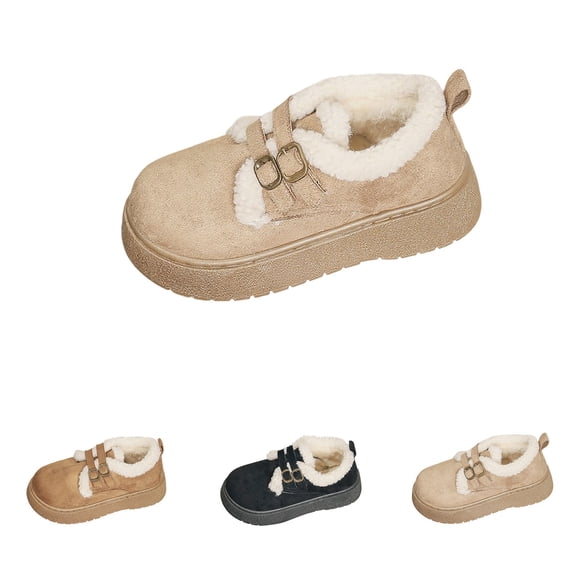 ATENAR Boots for Women,Ankle Boots for Women,Waterproof,Comfortable,Warm,Solid,Flock,Beige,(US:9)