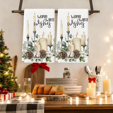 Antqov Christmas Hand Towels 16x24 Quickly Dry Christmas Printed Winter Absorbent Soft Kitchen Bathroom Towels for Home Hotel Gym Spa Holiday Decor Gifts