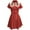 Brick Red, variant on Vintage Western Cowgirl Dress for Women Short Sleeve Button Down Collared Belted A Line Printed Knee Length Dress