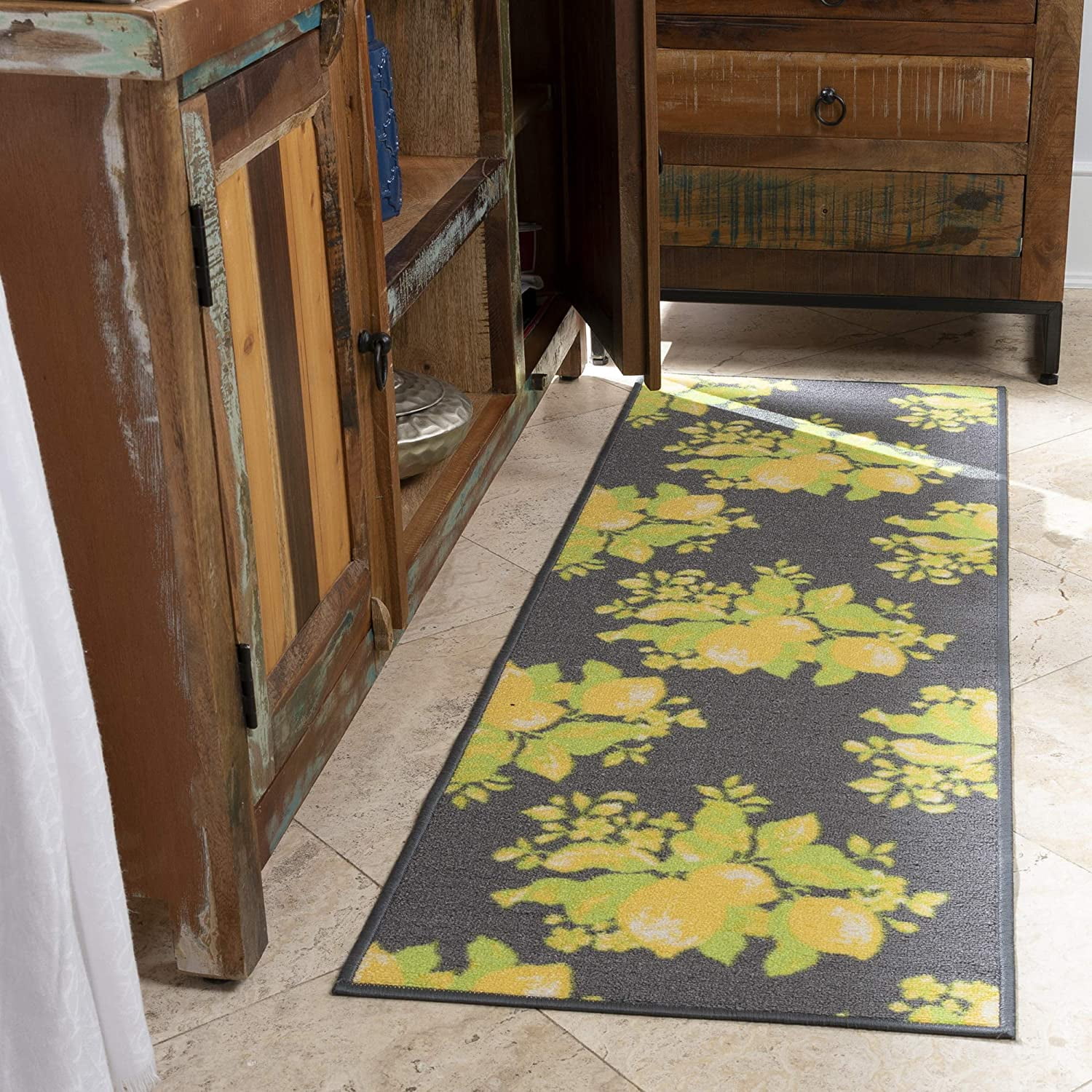 Ottomanson Lemon Collection Contemporary Grey Lemons ...