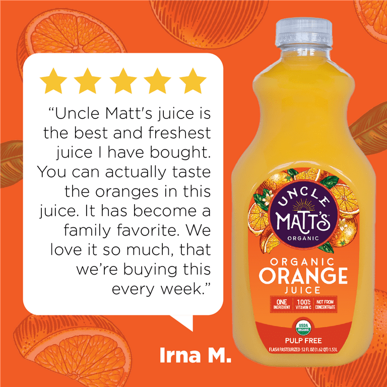 Uncle Matt's Organic Pulp Free Orange Juice, 52 oz