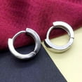 thumbnail image 4 of Ayyufe Men Women Silver Plated Smooth Round Hoop Huggie Earrings, 4 of 7