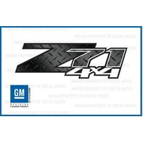 Decal Mods Z71 4x4 Decals Stickers fits Chevy Silverado Diamond Plate Black Pattern & White - DPBLKFW (2007-2013) bed side 1500 2500 HD (set of 2)