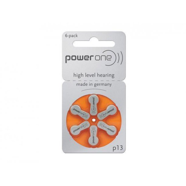 Powerone POWERONE-P13-6PK-MF Size 13 300mAh 1.45V Zinc Air Hearing Aid ...