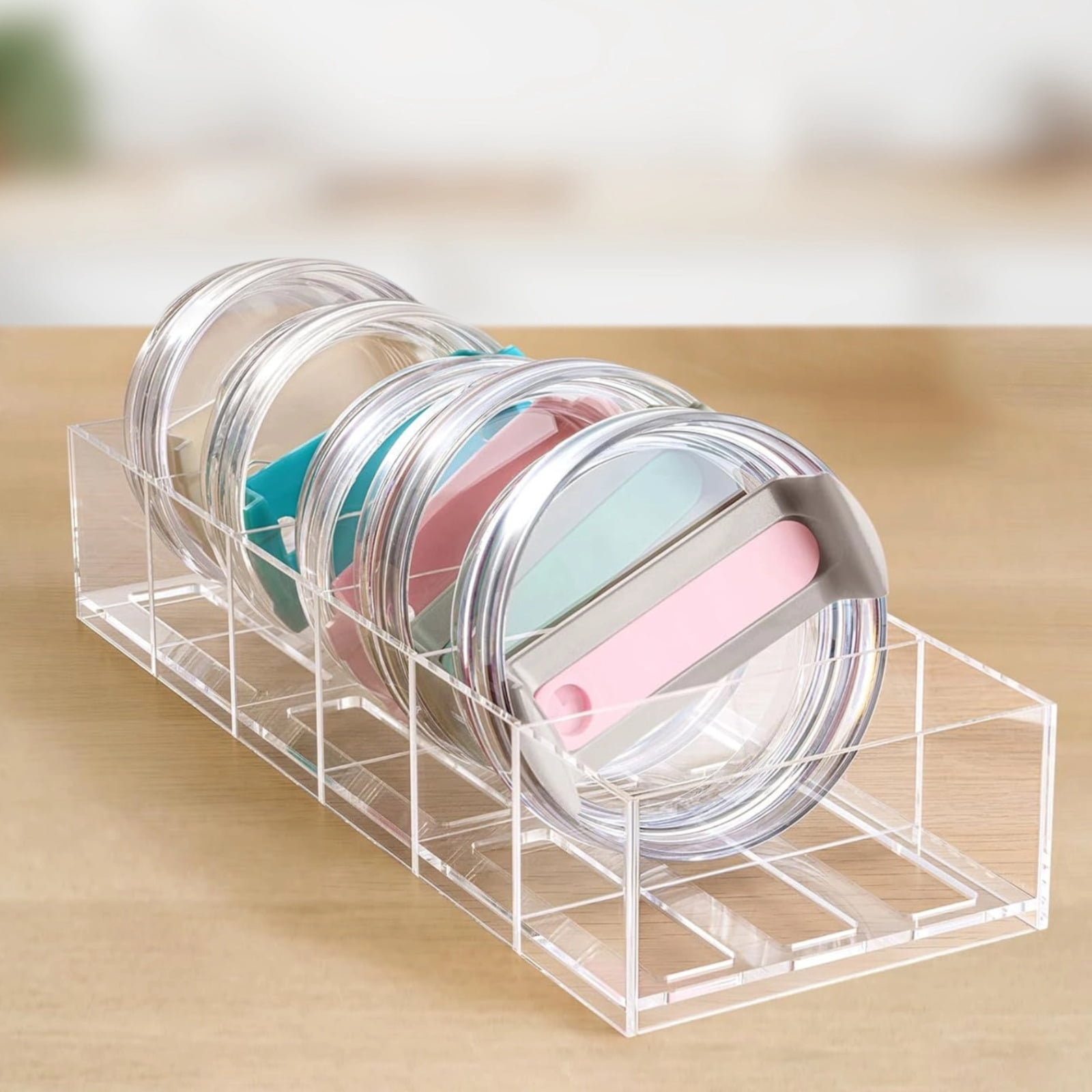THE SIDE UP BOX ＆ TABLE ＋　THE LID STAND Tumbler Lid Organizer for Stanley Cups, Acrylic Multi-Slot Storage