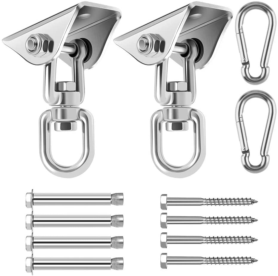4x Outdoor Heavy Duty Swing Hangers Yoga Hammock Fixed Suspension Hooks Silver 