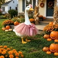 thumbnail image 4 of SHENGXINY Porch Goose Outfit, Tulle Tutu with Matte Fabric Flower Headband for Yard Porch Lawn Home Decorations Pink 23 in, 4 of 6