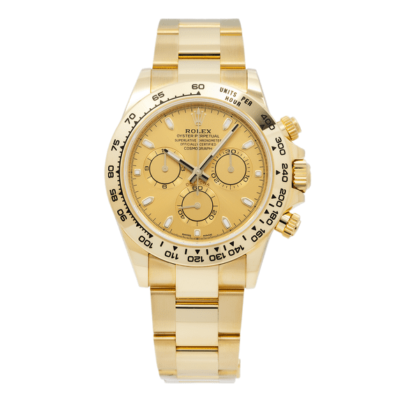 Pre-Owned Rolex Cosmograph Daytona 40MM 116508 Champagne Dial Tachymeter Bezel 18K Yellow Gold Oyster Bracelet