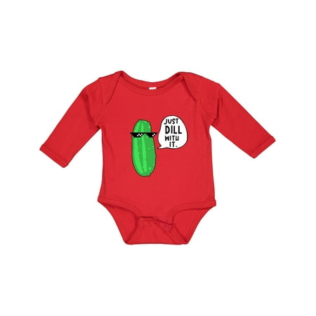 

Inktastic Just Dill with It Chill Dill Pickle in Sunglasses Gift Baby Boy or Baby Girl Long Sleeve Bodysuit