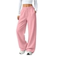 thumbnail image 3 of Sewkxo Girls Wide Leg Sweatpants Drawstring Elastic Waist Baggy Pants Trendy Loose Athletic Joggers with Pocket,Pink 160, 3 of 6