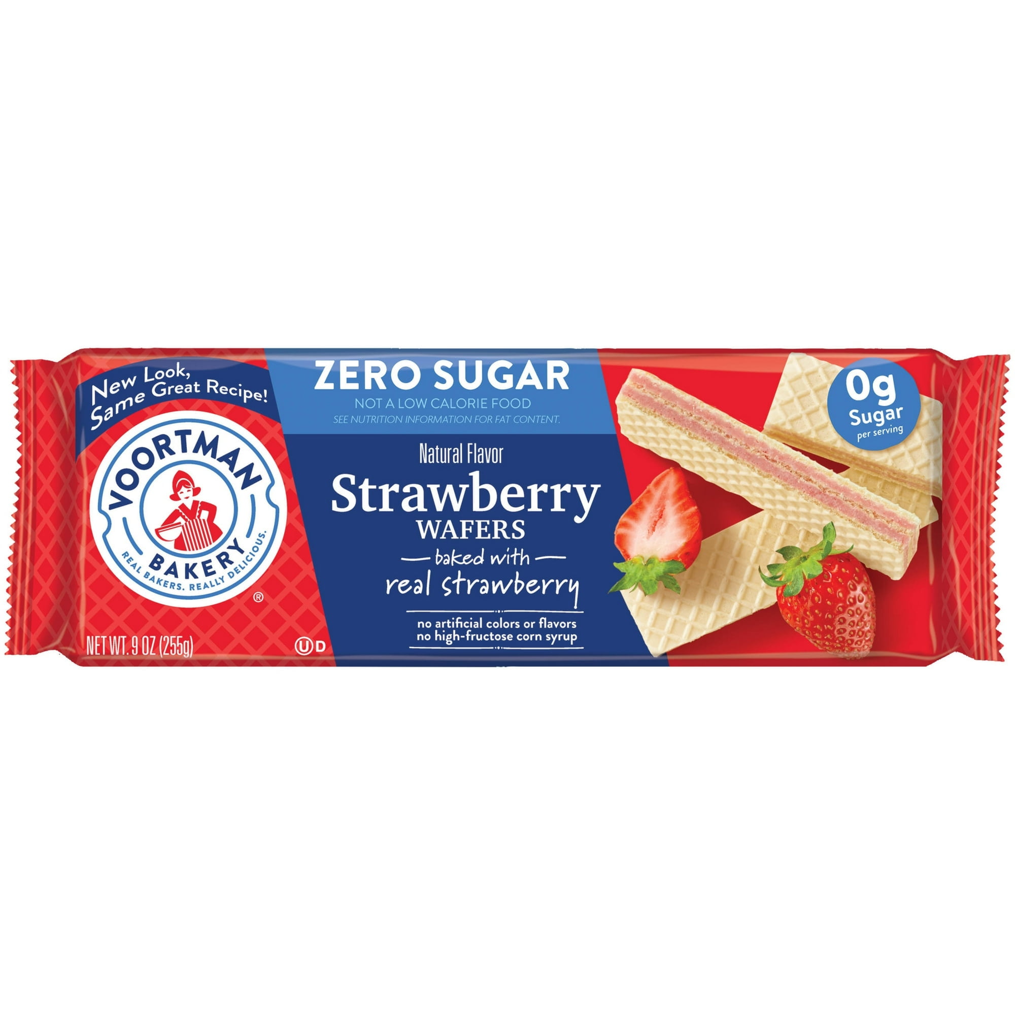 Voortman Bakery Strawberry Wafer Cookies, Zero Sugar Snack, 9 oz Pack with olive green bowl by ValueNest