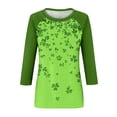 thumbnail image 4 of Dwralegc St Patricks Day Shirt Women Funny Plus Size Loose Fit 3/4 Sleeve Four Leaf Clover Print Shamrock Printed Tee Round Neck Cute Saint Patrick's Casual Outfit Tunic Tops Light Green M, 4 of 5