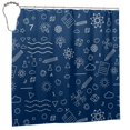 thumbnail image 2 of Polyester Fiber Shower Curtain, Blue Creative School Shower Curtain, Metal Buckled Eye Waterproof Shower Curtain, Can Be Washed-72x72in, 2 of 8