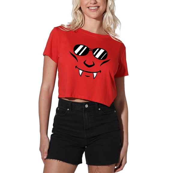 Popfunk Halloween Vampire Costume Women's Crop Top T-Shirt, Red, Medium
