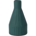 thumbnail image 3 of 10 H Decorative Ceramic Sculpture Channeled Centerpiece Table Vase, Dark Teal Blue Green, 3 of 9