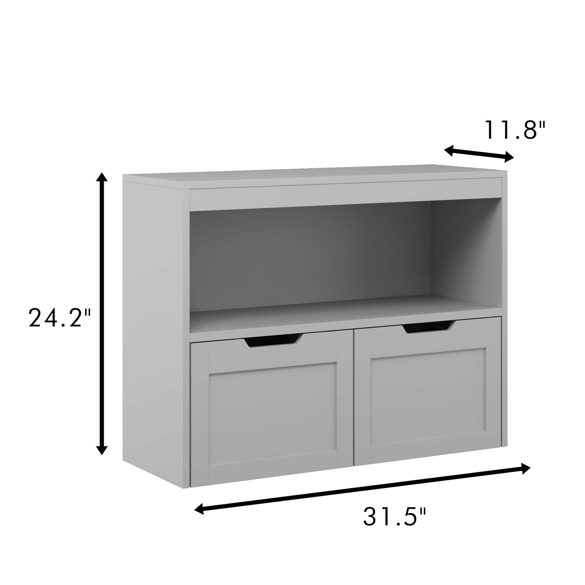 Leumius Kids Bookshelf and Toy Storage with 2 Removable Bins for Bedroom,Playroom,Gray