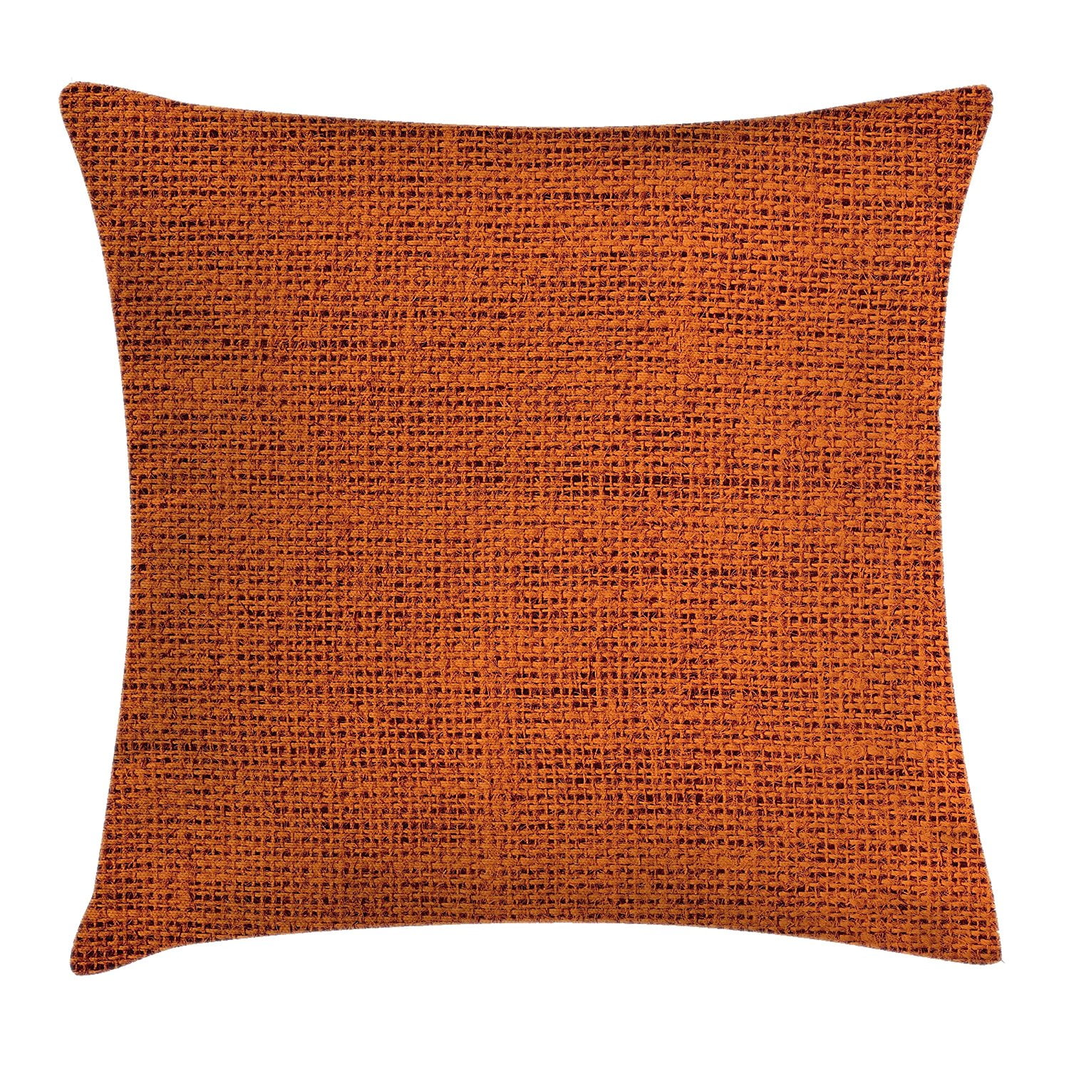 Orange Decor Throw Pillow Cushion Cover by , Faded Burlap Texture