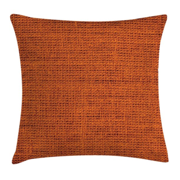 Orange Decor Throw Pillow Cushion Cover by , Faded Burlap Texture Background of Macro Thick