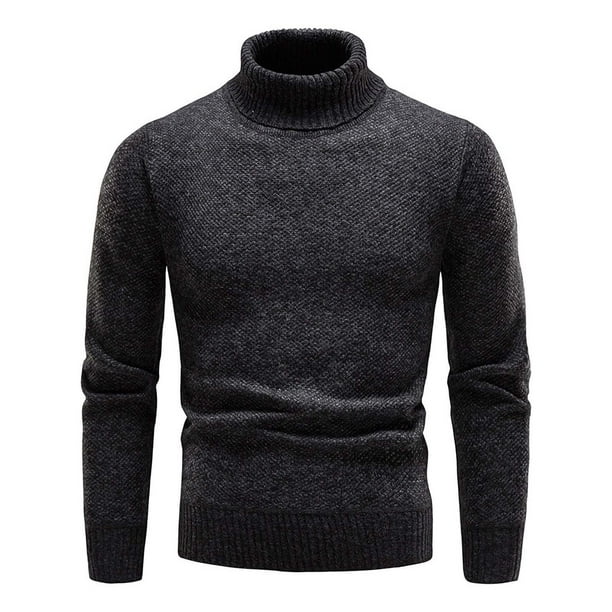 pstuiky camisas de manga larga para hombre, Suéter grueso de cuello alto para hombre con mangas largas y base cálida de punto. tops de invierno para hombre l
