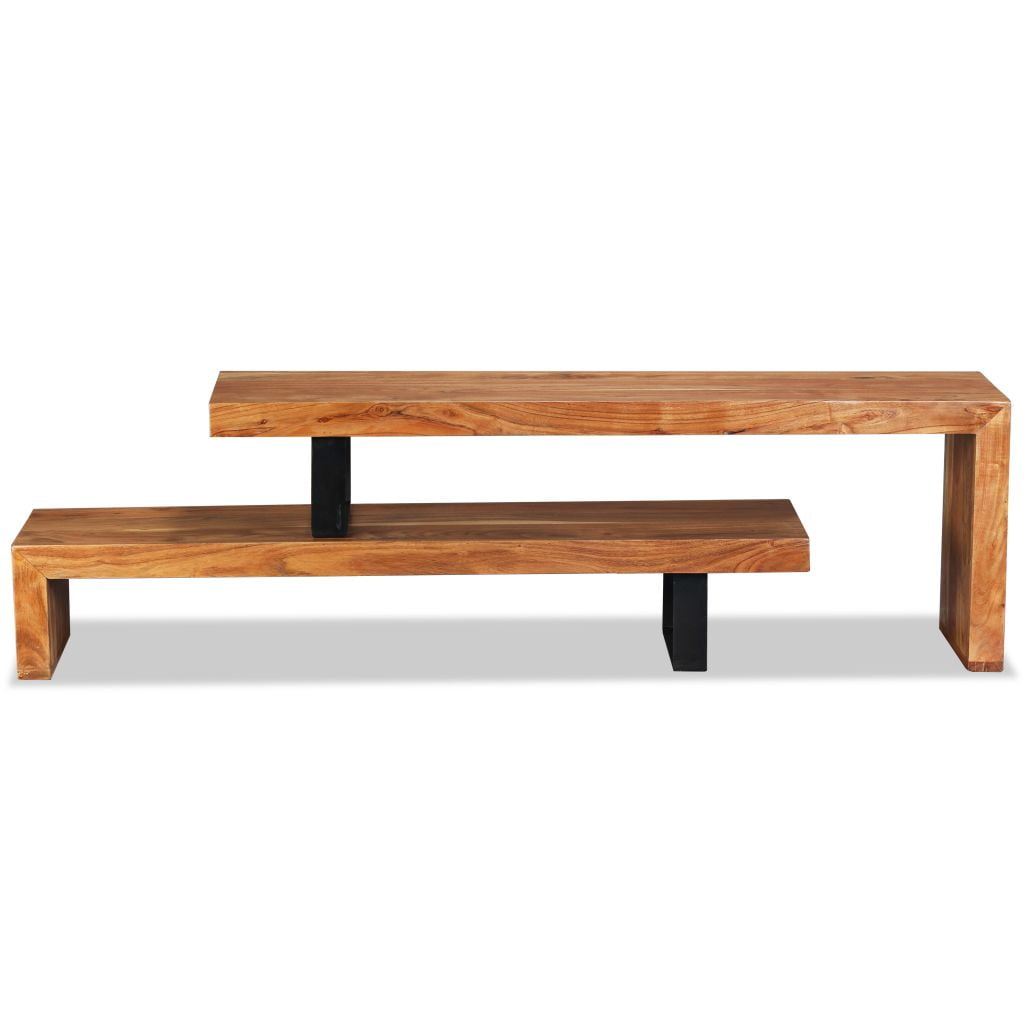 Kepooman Modern Solid Teak Wood Rectangle Media Table for Living Room, Brown Kepooman Modern Solid Teak Wood Rectangle Media Table for Living Room, Brown