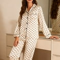 thumbnail image 6 of Censtreet Womens Silk Satin Pajamas Set Long Sleeve Button Down Sleepwear 2 Piece Lounge Set Pj Set S-XXL, 6 of 9