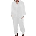 thumbnail image 2 of Women‘s Autumn And Winter Elegant Solid Color Style Thread Long Sleeve Pants Set, 2 of 4