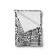 thumbnail image 2 of Hipster Soft Flannel Fleece Throw Blanket, Design with Some Geometrical Shapes with Leaves and Dots Culture, Cozy Plush for Indoor and Outdoor Use, 50" x 60", Black White, by Ambesonne, 2 of 6