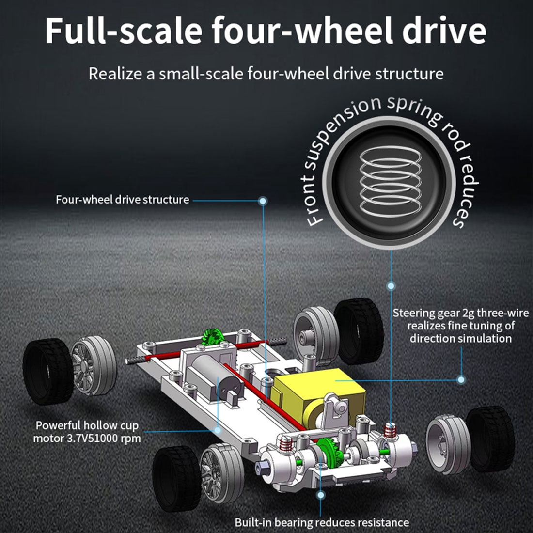 RC Drift Car, 1/43 Scale 2.4G 4WD Full Proportional Control Mini Electric Racing Drift Car with Lights Set, Hobbyist Gift for Teens and Adults