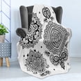 thumbnail image 4 of Ethnic Soft Flannel Fleece Throw Blanket, South Art Inspired Design Elements Floral and Geometrical Style Ornamental, Cozy Plush for Indoor and Outdoor Use, 60" x 80", White Black, by Ambesonne, 4 of 5
