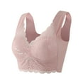 thumbnail image 1 of B91xZ Women's Plus Size Unlined Underwire Bra Comfy Back Closure Wirefree Jacquard Back Support Posture Bra,Pink XL, 1 of 4