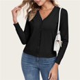 thumbnail image 2 of Wevis Women Scalloped V Neck Long Sleeve Knit Cardigan Button Front Casual Layering Sweater Jacket, 2 of 5