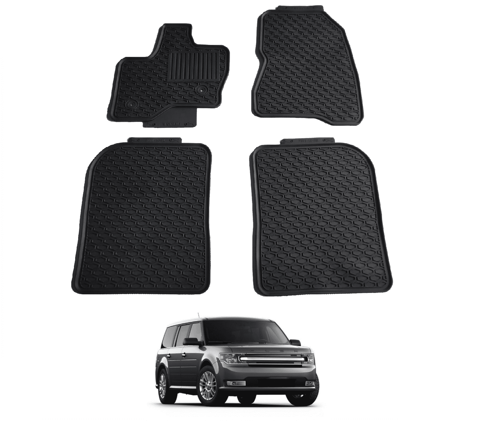 Black All Weather Floor Mats Set for 20092019 Ford Flex