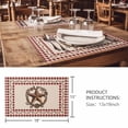 thumbnail image 3 of Placemats Set of 6, Western Texas Star Vintage Woven Placemat, Linen Place Mats for Kitchen/Dining Tables, Rustic Wreath Red Beige Plaid Washable Table Mats for Party, 3 of 8