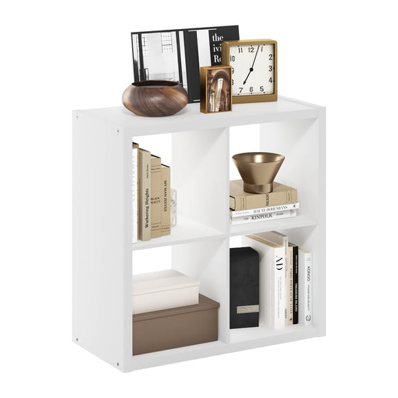 Cubicle Open Back Decorative Cube Storage Organizer, 4-Cube, White