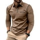 thumbnail image 1 of Blusa y camisa de manga larga con cuello vuelto para hombre, estilo casual, lisa, de manga larga, con cuello vuelto y botones, estilo jersey, para hombre, de poliéster, algodón y poliéster., 1 of 8