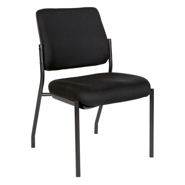Stackable Armless Visitor Chair Black Fabric Padded Seat and Back