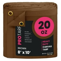 PROTARP Extreme Heavy Duty WaterProof Canvas Tarp 20 oz, UV Resistant Tarpaulin Cover with Rustproof Brass Grommets, Multipurpose for Canopy, Roof, Camping, Wood Pile (Brown 8'X10')