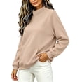 thumbnail image 4 of Yteetum Mock Neck Sweatshirts Women Oversized Lightweight Long Sleeve Turtleneck Sweatshirt Womens Solid Loose Comfy High Neck Pullover Sweatshirts Fall Winter Outfits, 4 of 5