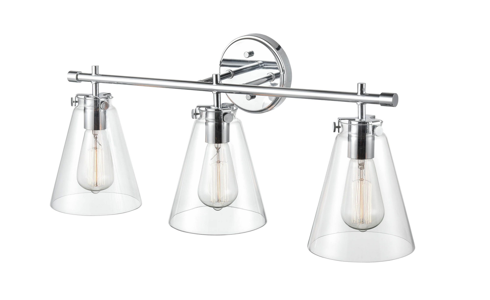 Millennium Lighting  Aliza 3 Light Vanity Fixture with Clear Glass Shades Chrome Chrome Polished
