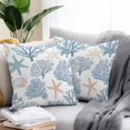 thumbnail image 2 of Light Blue Coral Coastal Throw Pillow Covers 16x16 Inch Set of 2, Summer Beach Starfish Shell Waterproof Outdoor Pillow Covers, Decorative Cushion Pillowcases for Couch, Sofa, Bed, Garden, Patio, 2 of 9