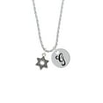 thumbnail image 2 of Delight Jewelry Silvertone Star of David with Beaded Border Silvertone Script Initial Disc - G - Charm Necklace, 20"+3", 2 of 4