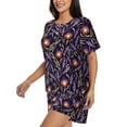 thumbnail image 2 of Naloa Lavender Flowers Women's Short-Sleeved Pajama Set, Loungewear, Summer pajamas, Breathable Cozy - Small, 2 of 9