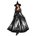 Xijirk Women V Neck Long Sleeve A Line Maxi Dress with Haunted Castle ...