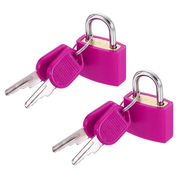 3/4" Small Locks with Keys 1.3" Length, 2Pcs Suitcase Locks ABS Covered Solid Brass Anti Rust Waterproof Mini Luggage Padlock for Backpack Gym Locker Cabinet Boxes, Rose Red