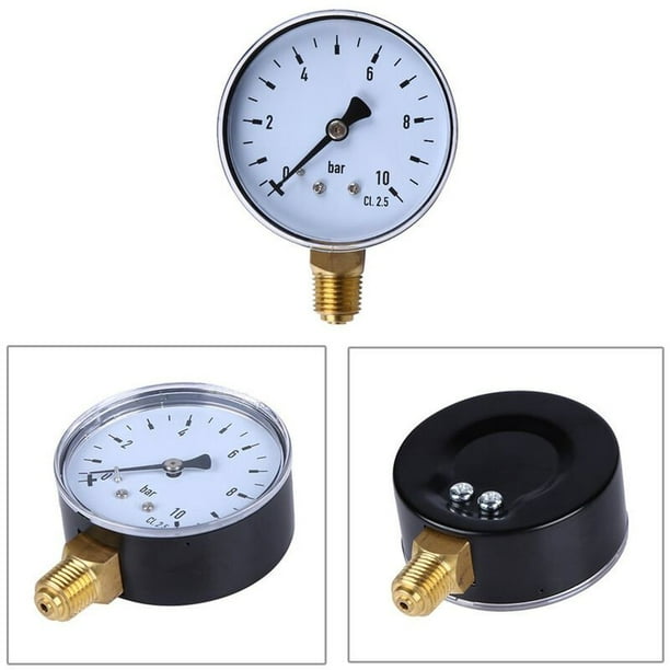 1/4 "NPT 010 bar air water pressure gauge, side mounted pressure gauge
