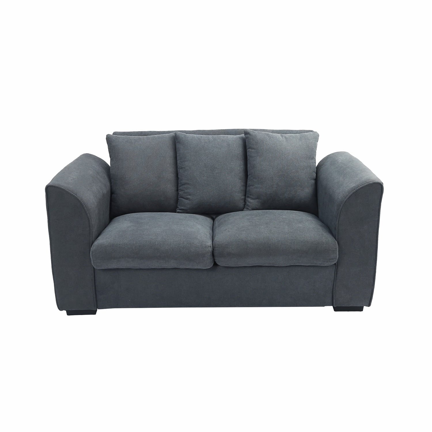Kadyn Upholstered Fabric Sofa, Modern Upholstered Linen Fabric Sofa with pillow, Fabric Sofa Couch for Living Room, Dark Grey